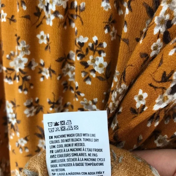 Floral Mustard Ruffle Hem Midi Skirt - M - Picture 6 of 8